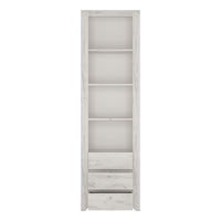 Thumbnail for White Crafted Oak Effect Tall Slim Narrow 3 Drawer Bookcase