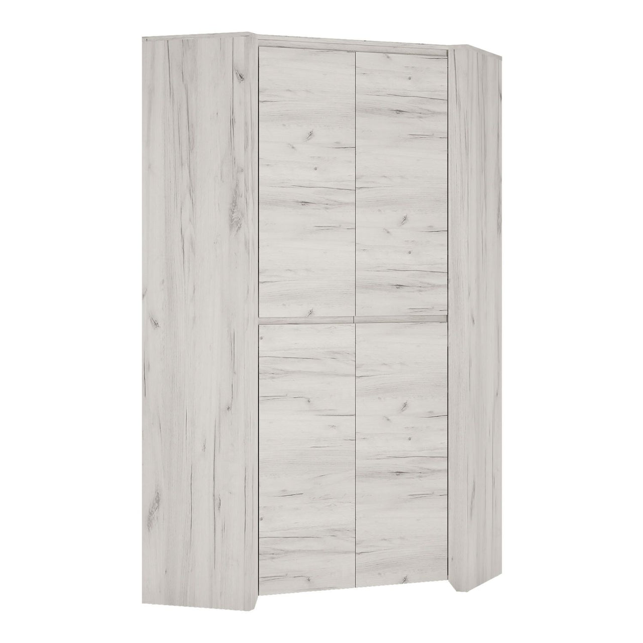 Large White Wood 2 Door Modern Corner Fitted Wardrobe