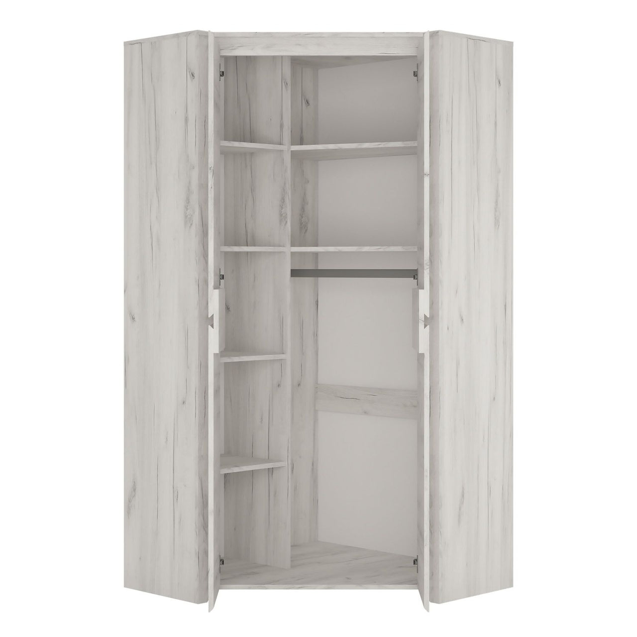 Large White Wood 2 Door Modern Corner Fitted Wardrobe