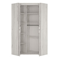 Thumbnail for Large White Wood 2 Door Modern Corner Fitted Wardrobe