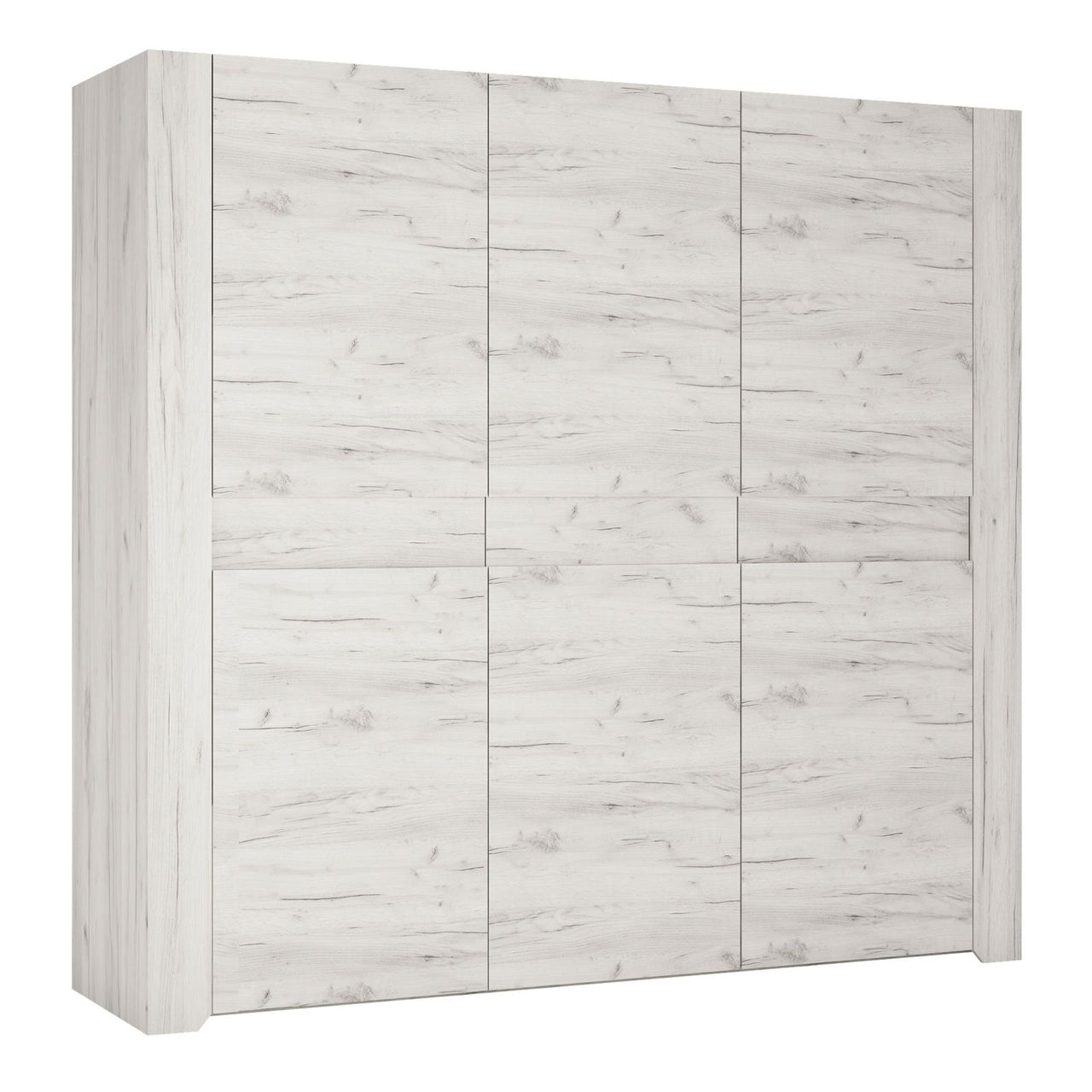 Tall Extra Large 3 Door Modern Wardrobe in White Oak