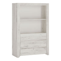 Thumbnail for White Crafted Oak Effect 3 Drawer Cupboard Cabinet With Open Shelf