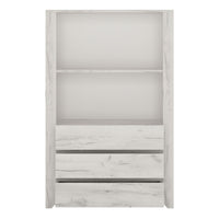 Thumbnail for White Crafted Oak Effect 3 Drawer Cupboard Cabinet With Open Shelf