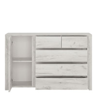 Thumbnail for White Oak 1 Door 5 (2 Over 3) Drawer 119cm Wide Chest Cupboard