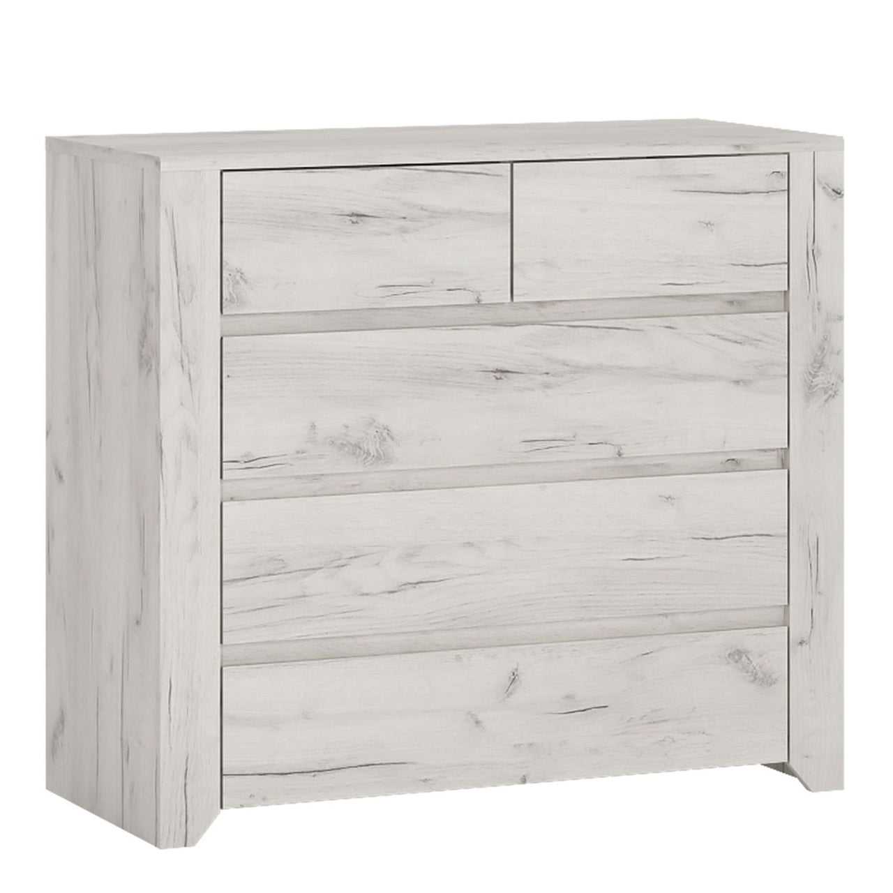 White Crafted Oak 5 Drawer Chest