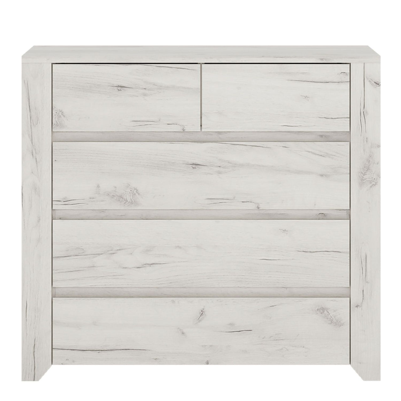 White Crafted Oak 5 Drawer Chest