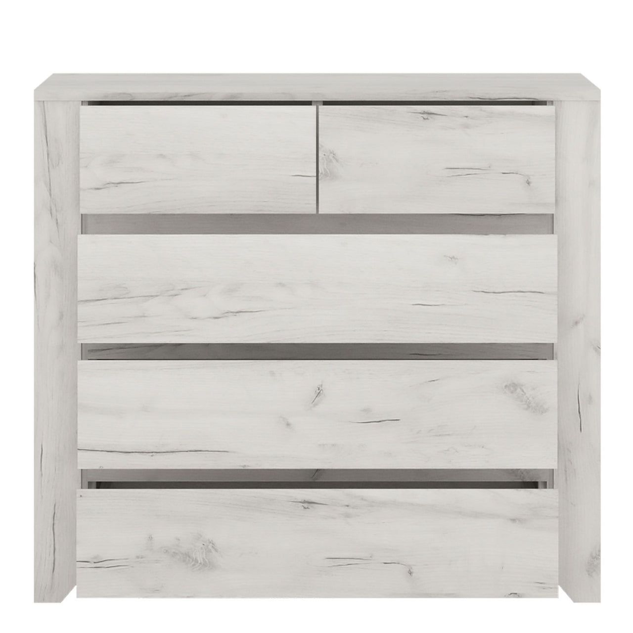 White Crafted Oak 5 Drawer Chest