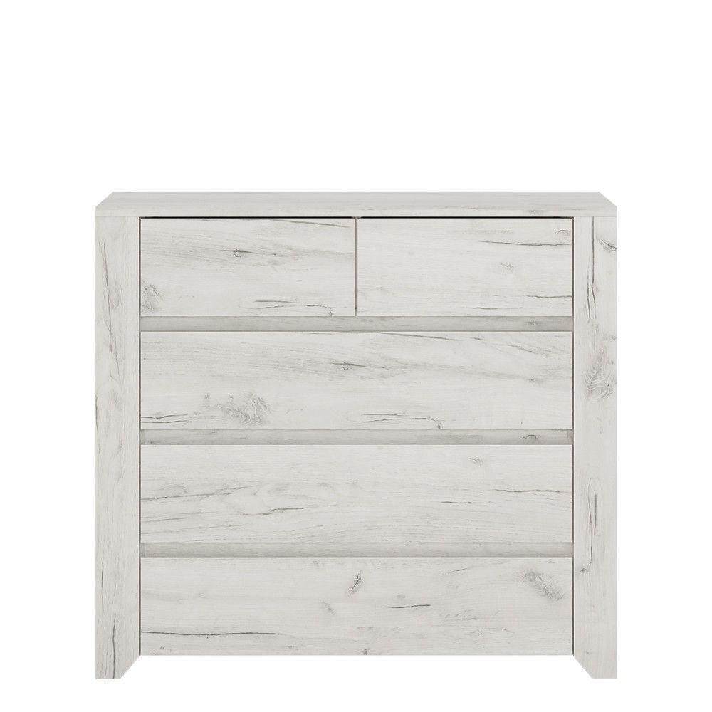 White Crafted Oak 5 Drawer Chest