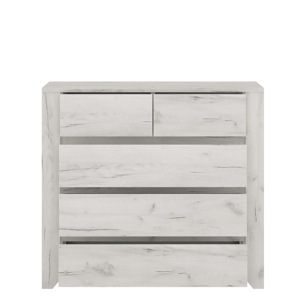 White Crafted Oak 5 Drawer Chest