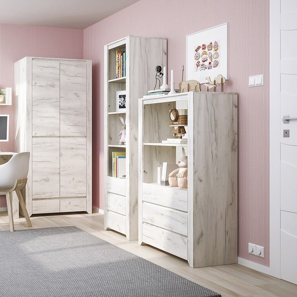 White Oak 2 Door 2 Drawer Fitted Wardrobe With Adjustable Shelves