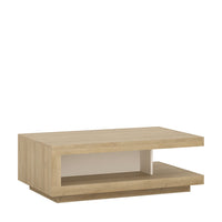 Thumbnail for Geometric Oak and White High Gloss Designer Large Low Coffee Sofa Table