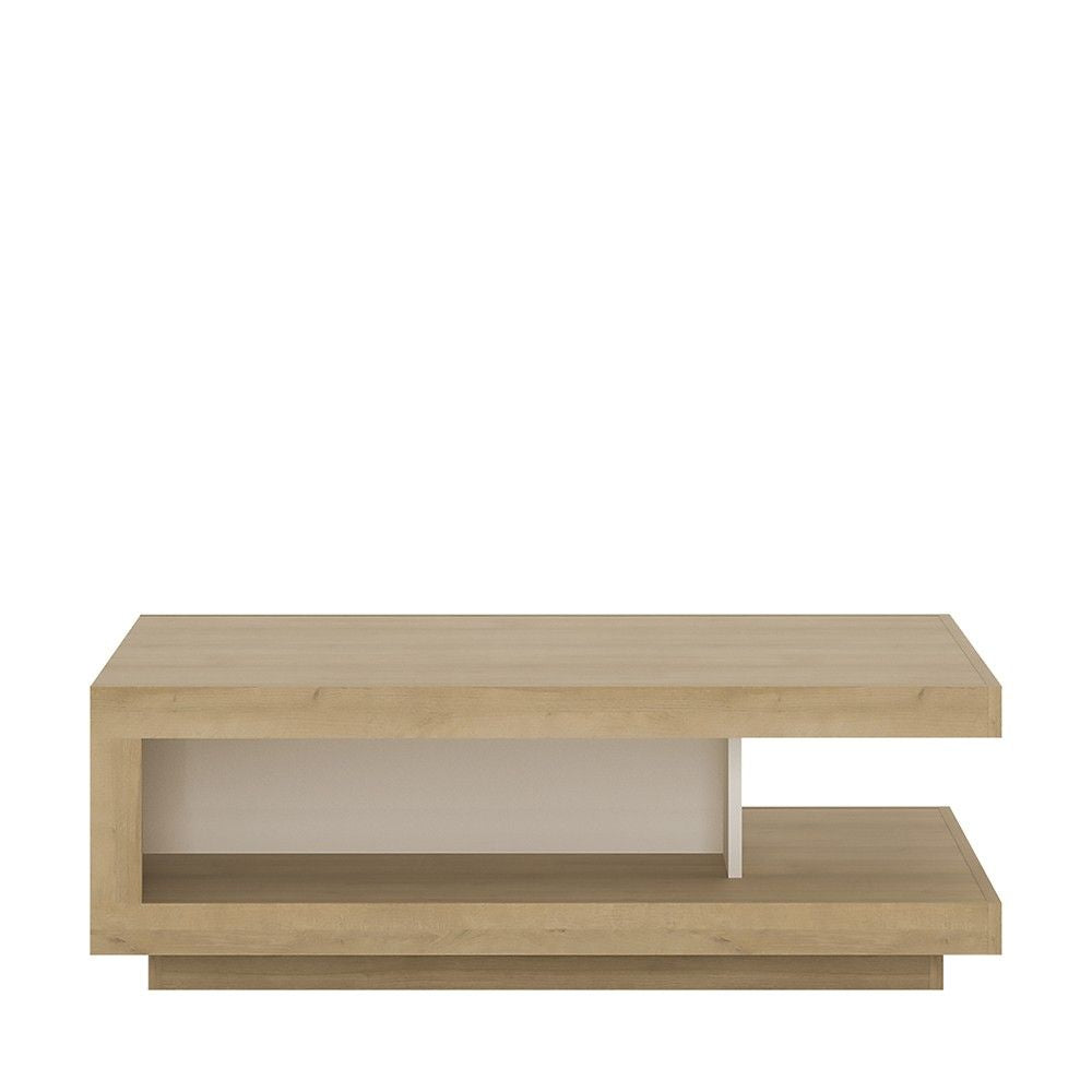 Geometric Oak and White High Gloss Designer Large Low Coffee Sofa Table