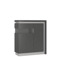 Thumbnail for Small Glazed Platinum Light Grey Gloss 2 Door Display Cabinet LH