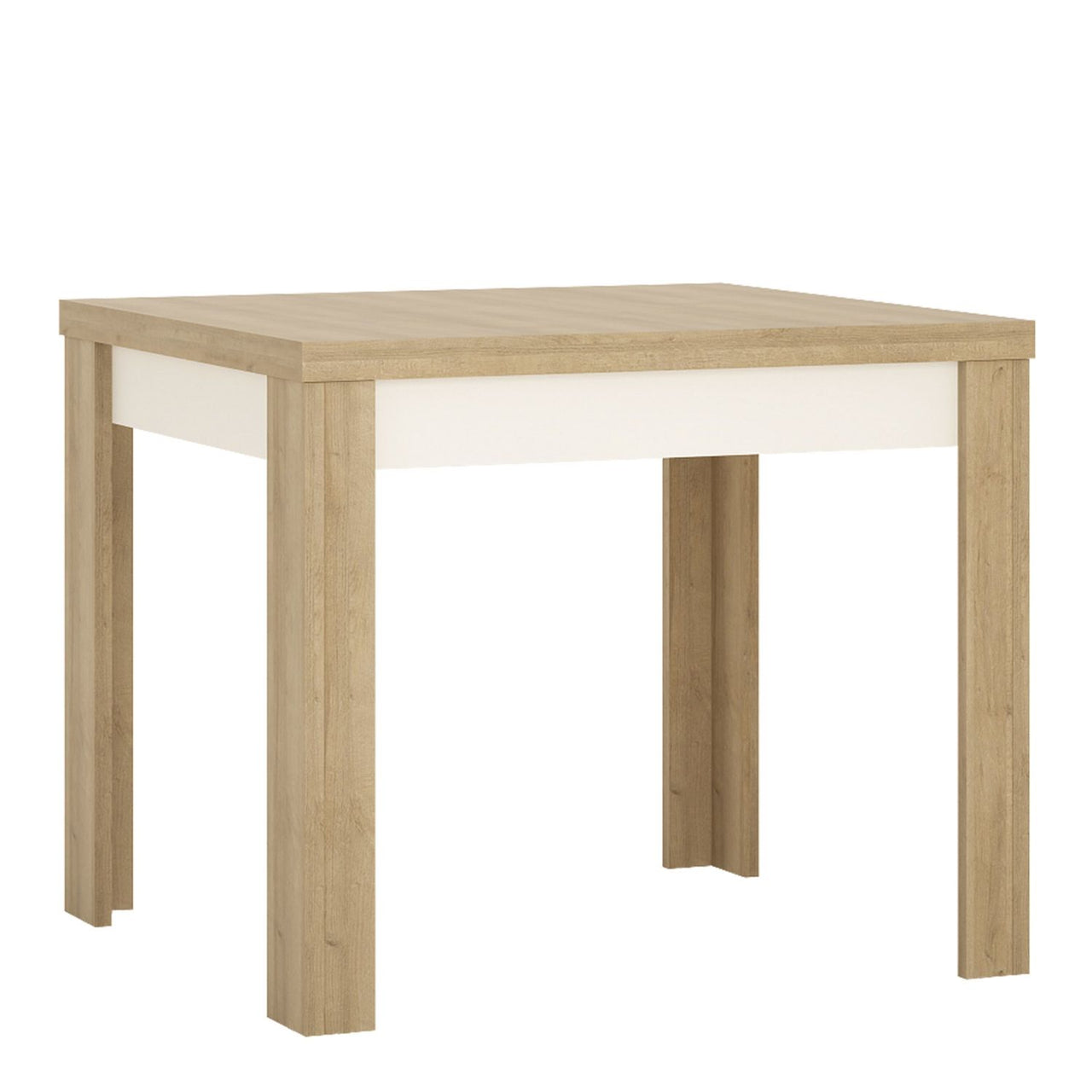 Rectangular Small Extending Dining Table 90cm to 180cm Oak White High Gloss 6 Seater