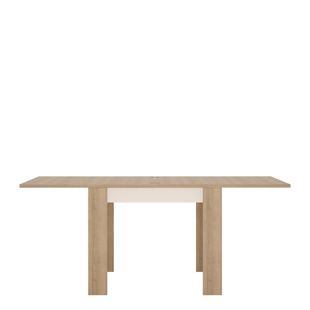 Rectangular Small Extending Dining Table 90cm to 180cm Oak White High Gloss 6 Seater