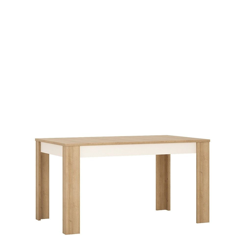 Modern Extending Dining Table 140 to 180cm Oak White High Gloss