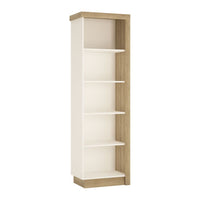 Thumbnail for 199cm Tall Slim Narrow Bookcase LH Light Oak and White High Gloss