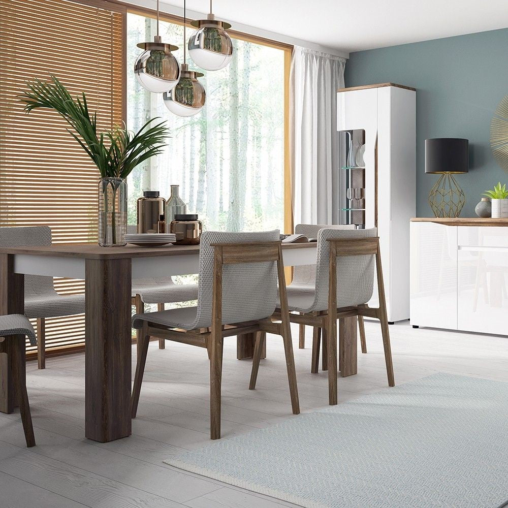 Dark Oak Large Extending Dining Table 160 to 200cm With High Gloss Fronts