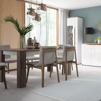 Thumbnail for Dark Oak Large Extending Dining Table 160 to 200cm With High Gloss Fronts