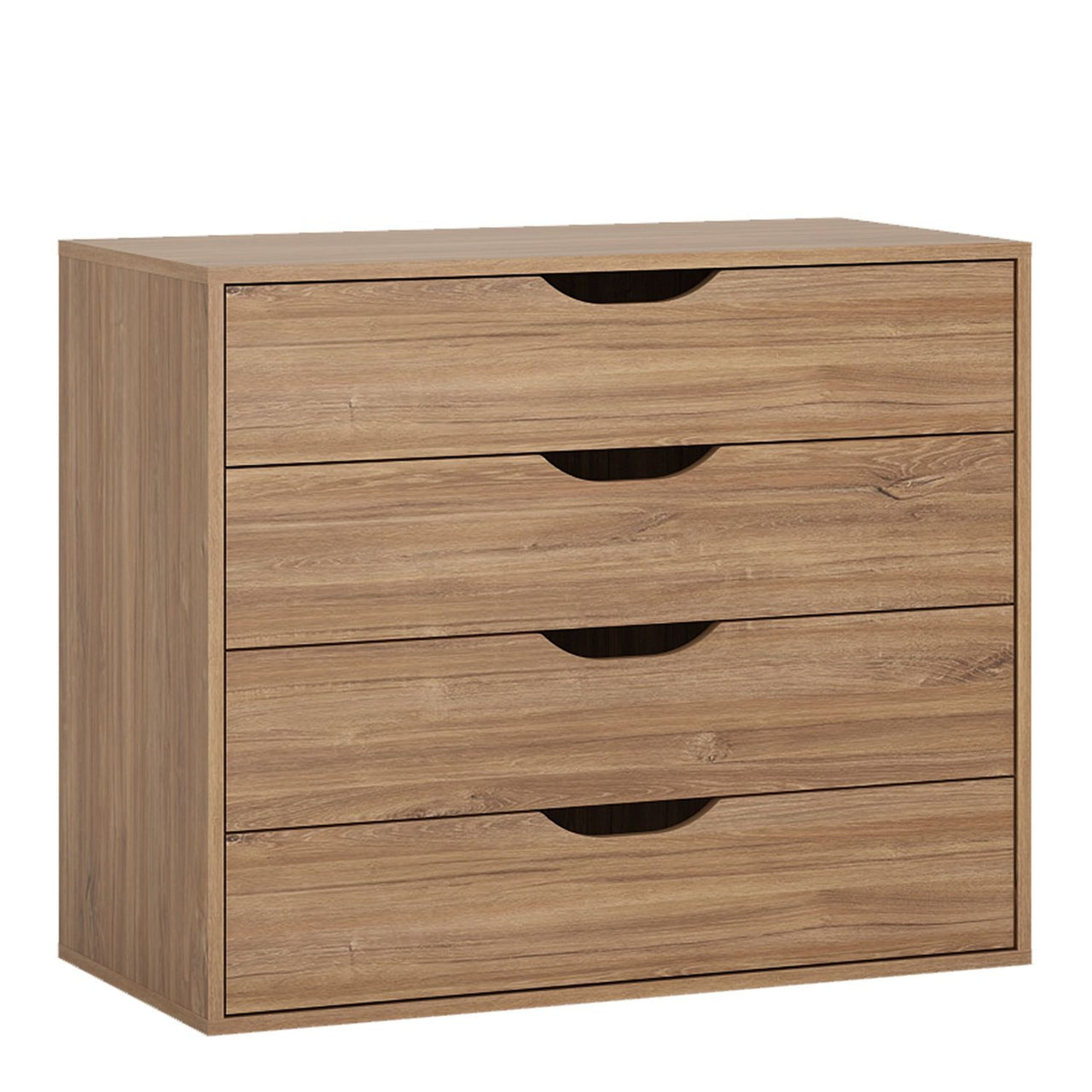 Industrial Modern Oak 4 Drawer Chest With Matte Black Fronts