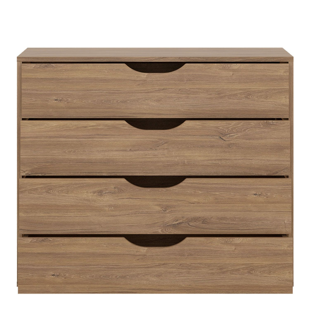 Industrial Modern Oak 4 Drawer Chest With Matte Black Fronts