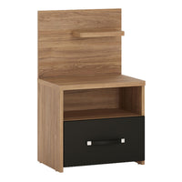 Thumbnail for Industrial Oak and Matt Black 1 Drawer Bedside Table Cabinet Open Shelf RH