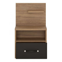 Thumbnail for Industrial Oak and Matt Black 1 Drawer Bedside Table Cabinet Open Shelf RH