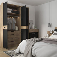 Thumbnail for Industrial 2 Door 5 Drawer Wide Large Cupboard Sideboard in Oak With Matt Black Fronts