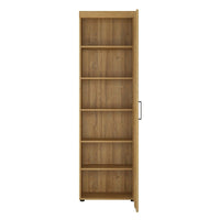 Thumbnail for Medium Oak Tall Slim Media Storage Cupboard RH 5 Shelves 195cm