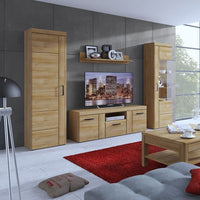 Thumbnail for Medium Oak Tall Slim Storage Media Cupboard LH 5 Shelves 195cm Tall