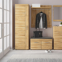 Thumbnail for Medium Oak Tall Slim Storage Media Cupboard LH 5 Shelves 195cm Tall