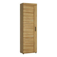 Thumbnail for Medium Oak Tall Slim Storage Media Cupboard LH 5 Shelves 195cm Tall