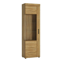 Thumbnail for Tall Narrow Glazed Oak Finish Display Cabinet LH With 5 Shelves