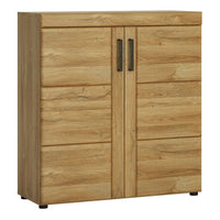 Thumbnail for 2 Door Shoe Cabinet Cupboard in Medium Oak Finish With 5 Shelves