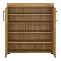 Thumbnail for 2 Door Shoe Cabinet Cupboard in Medium Oak Finish With 5 Shelves