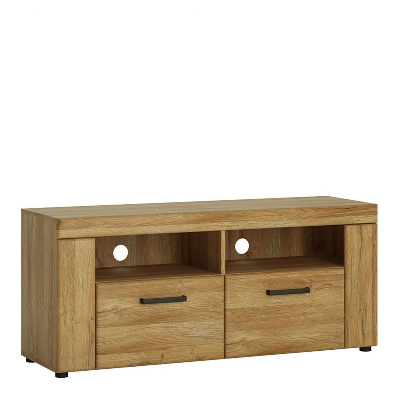 Oak Large 2 Drawer TV Media Cabinet 128cm Wide