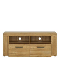 Thumbnail for Oak Large 2 Drawer TV Media Cabinet 128cm Wide