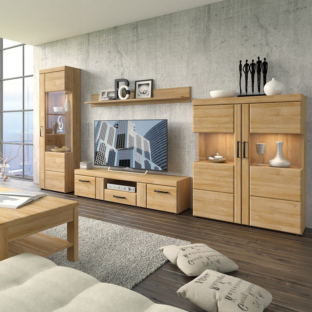 Oak 2 Door 1 Drawer Low TV Media Cabinet 157cm Wide