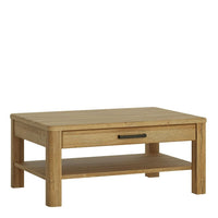 Thumbnail for Oak 1 Drawer Large Coffee Sofa Table With Shelf Traditional Style