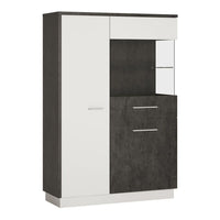 Thumbnail for Modern Low Display Glazed Storage Cabinet RH in Slate Grey and White