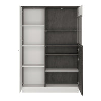 Thumbnail for Modern Low Display Glazed Storage Cabinet RH in Slate Grey and White