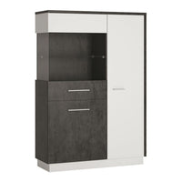 Thumbnail for Modern Low Display Glazed Storage Cabinet LH in Slate Grey and White