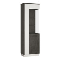 Thumbnail for Modern Grey White Tall Narrow Slim Glazed Display Cabinet RH