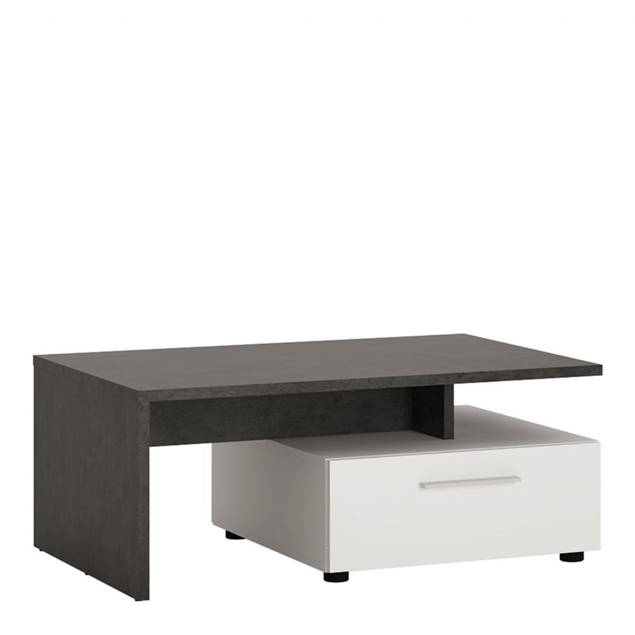 Funky White and Black 2 Drawer Low Coffee Table