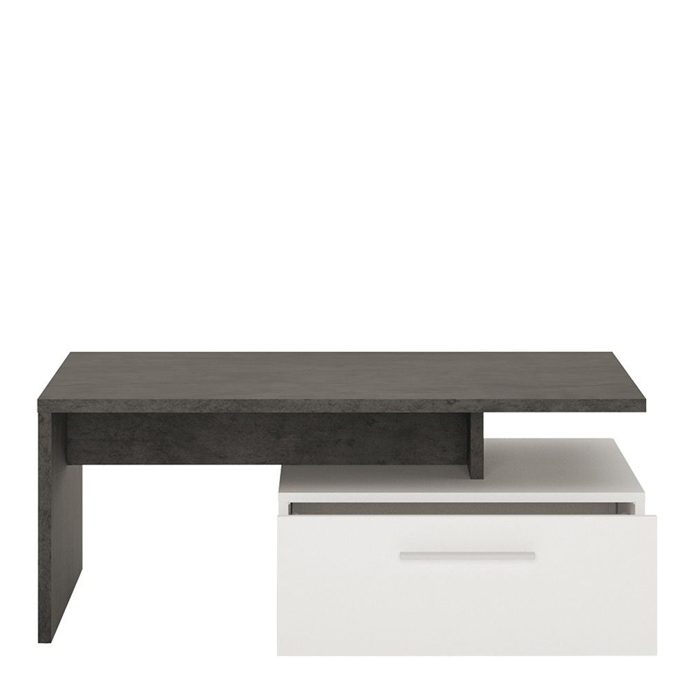 Funky White and Black 2 Drawer Low Coffee Table