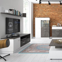 Thumbnail for Slate Grey and White 1 Door 2 Drawer Wide TV Cabinet With Open Shelf