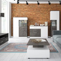 Thumbnail for White Slate Grey 1 Door 2 Drawer 1 Compartment Sideboard 133cm Wide