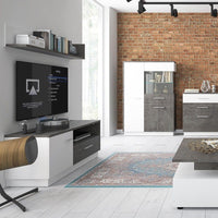 Thumbnail for 1 Door 1 Drawer TV Media Cabinet in Slate Grey and White 133cm Wide