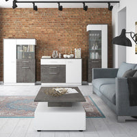 Thumbnail for Modern Low Display Glazed Storage Cabinet RH in Slate Grey and White