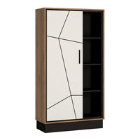 Thumbnail for Black White and Walnut 85cm Wide 1 Door Part Cupboard Open Bookcase